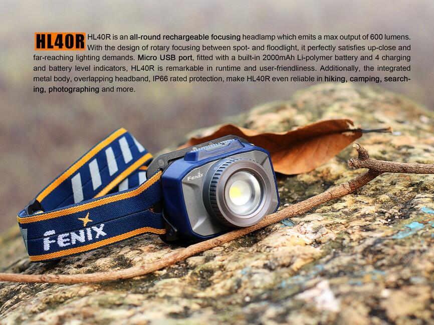 Fenix HL40R фенер за глава, синьо
