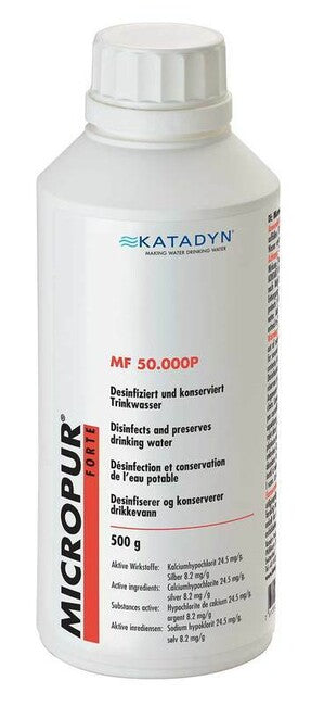 Katadyn Micropur Forte MF 50'000P прах за дезинфекция на вода, 500g