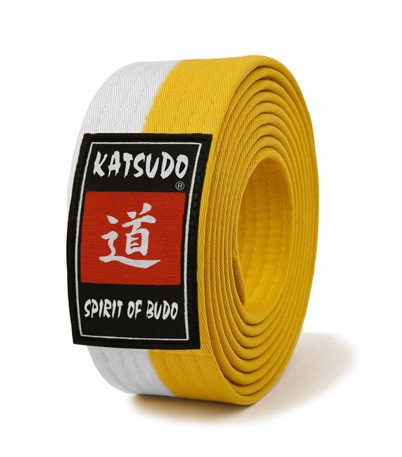 Katsudo Master колан оби, бял жълт