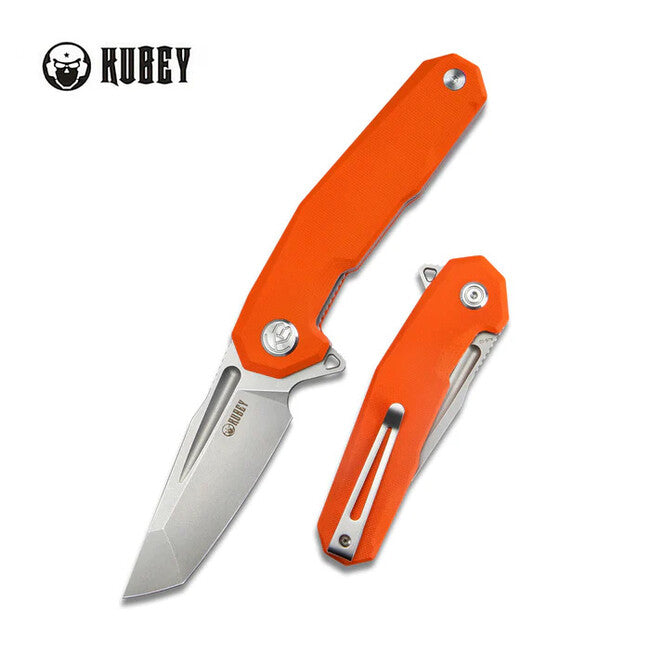 KUBEY Carve джобен нож оцел AUS 10, оранжев