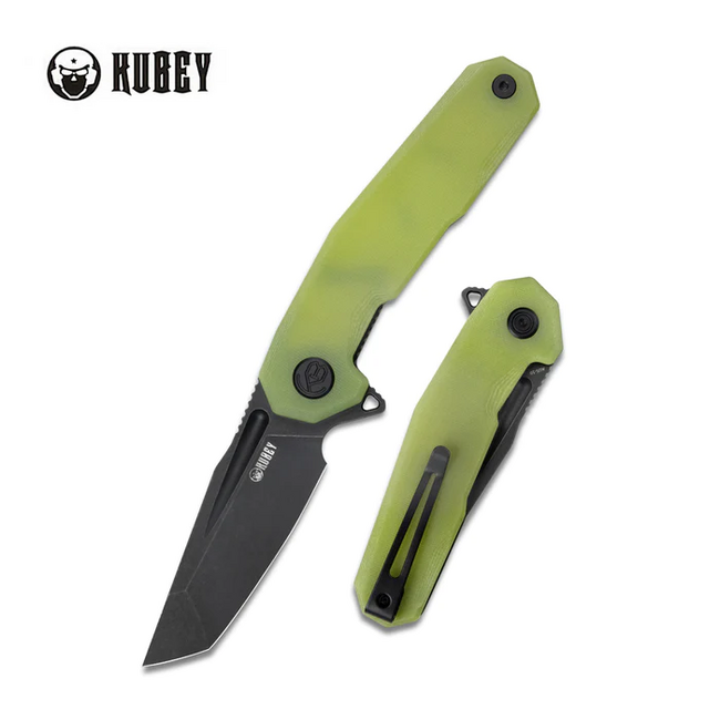 KUBEY Carve джобен нож стомана AUS 10, жълта