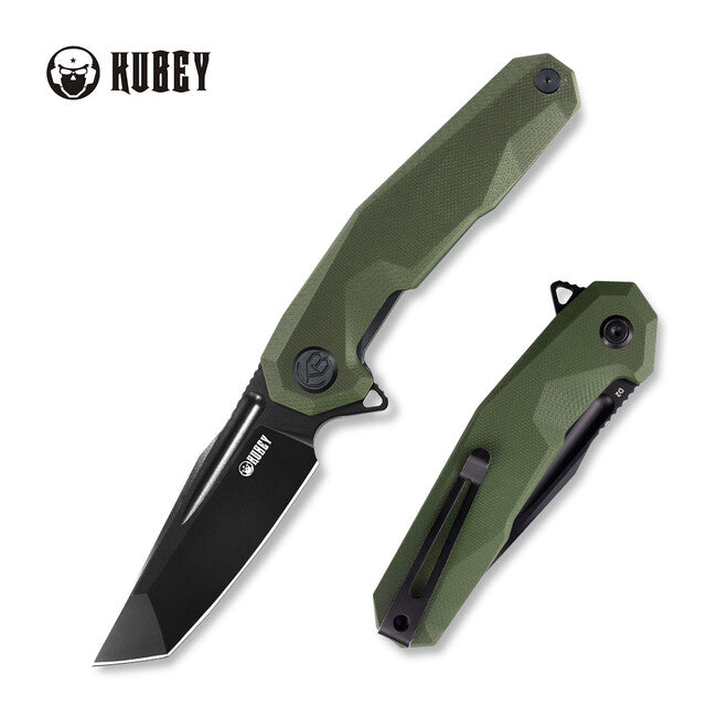 KUBEY Carve джобен нож D2 стомана, зелен