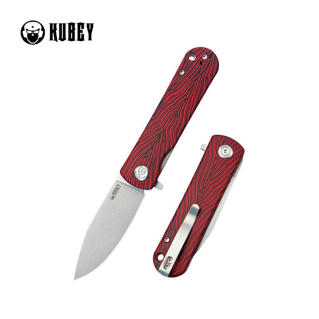 KUBEY NEO Джобен нож Outdoor Damasc. G10, червено-черно