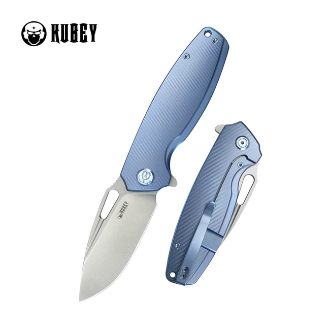 KUBEY Tityus джобен нож, синя Contoured Titanium