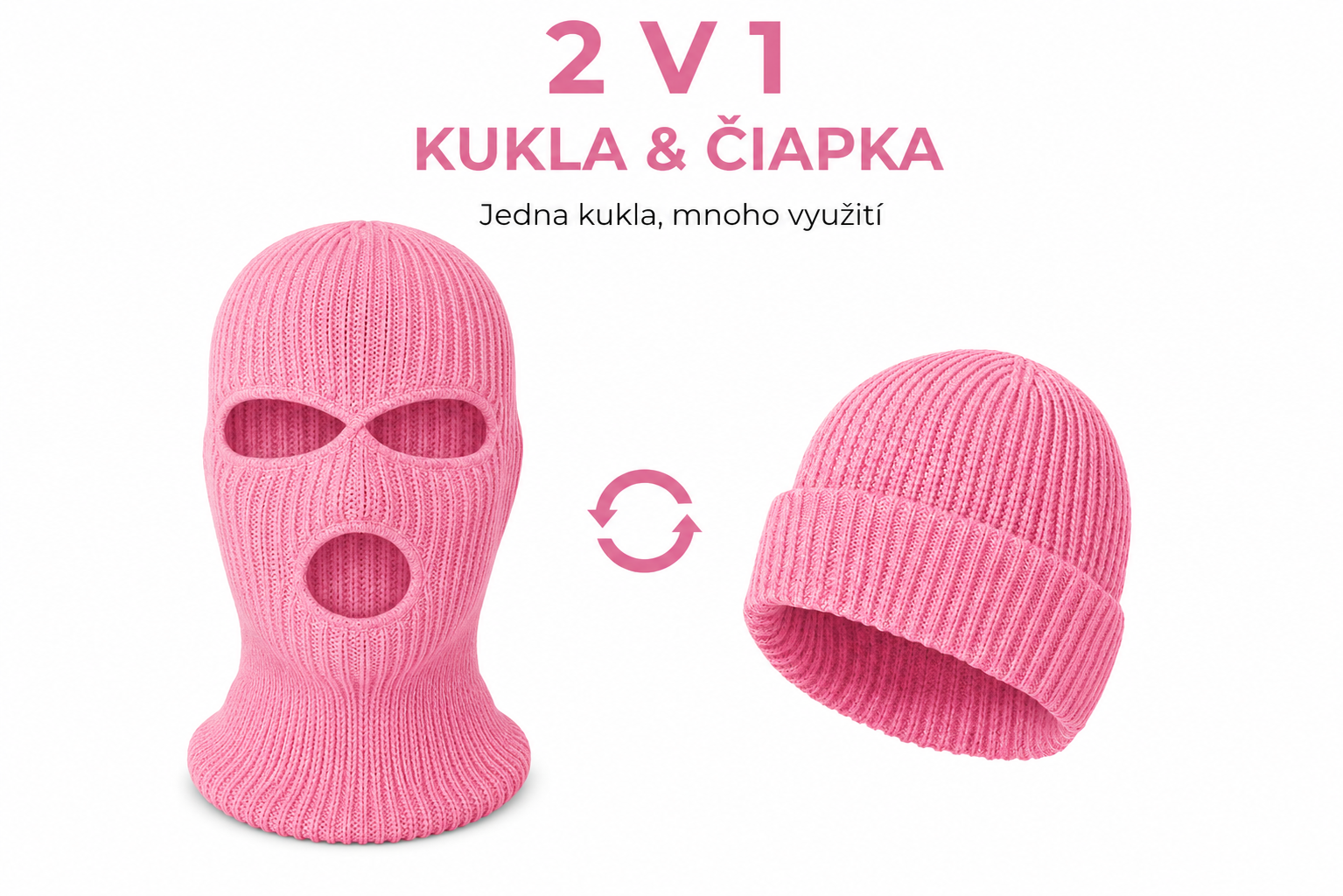 WARAGOD Isvik balaclava with 3 holes, light pink