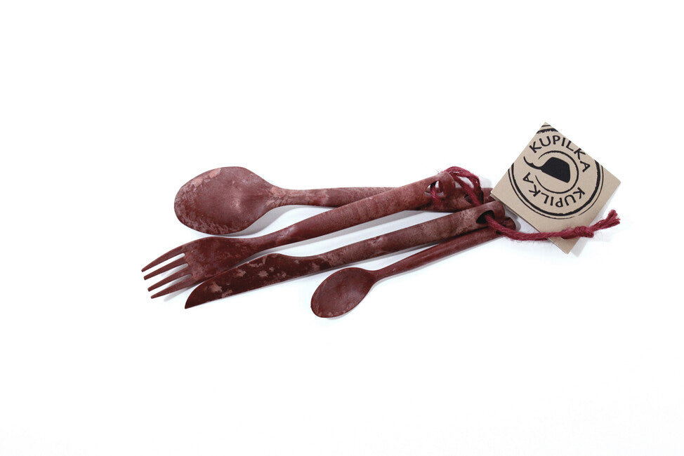 Купилка CUTLERY камперски прибори, червени