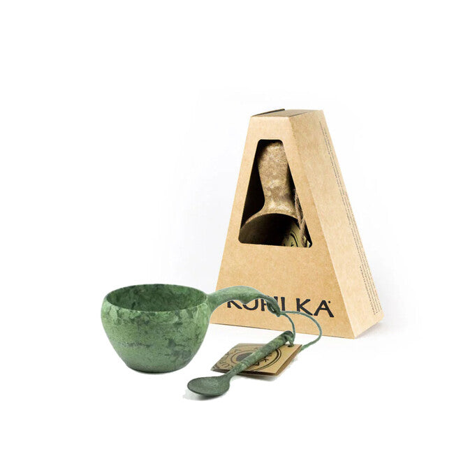Купилка канче с лъжичка, 210 ml, зелено