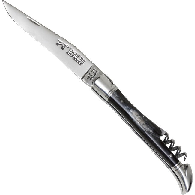 Laguiole le Fidele Bufallo Horn джобен нож Kl 90 mm, Korkenz