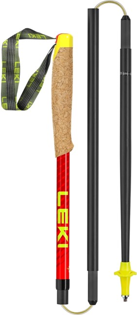 LEKI Alphatrail FX.едно Superlite Trail Running палки, природен въглерод - ясна червена - неонова розова
