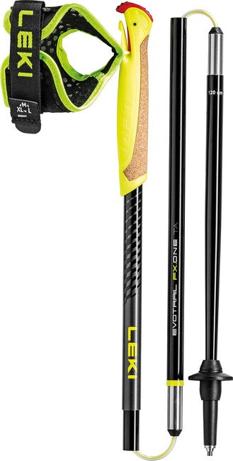 LEKI Evotrail FX.едно TA палки за алпийски бег, черна-неонова жълта-тъмна антрацит