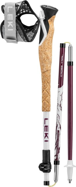 LEKI Cross Trail FX Superlite Compact тректрибни пръти, бяла-розова-черна, 100 - 120 см