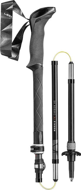 LEKI Makalu FX Carbon AS тракинг палици, светлосив-ярко червена-черна, 110 - 130 см