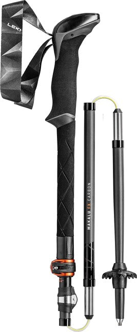 LEKI Makalu FX Carbon туристически пръти, черно-оранжево-природна въглеродна, 110 - 130 см