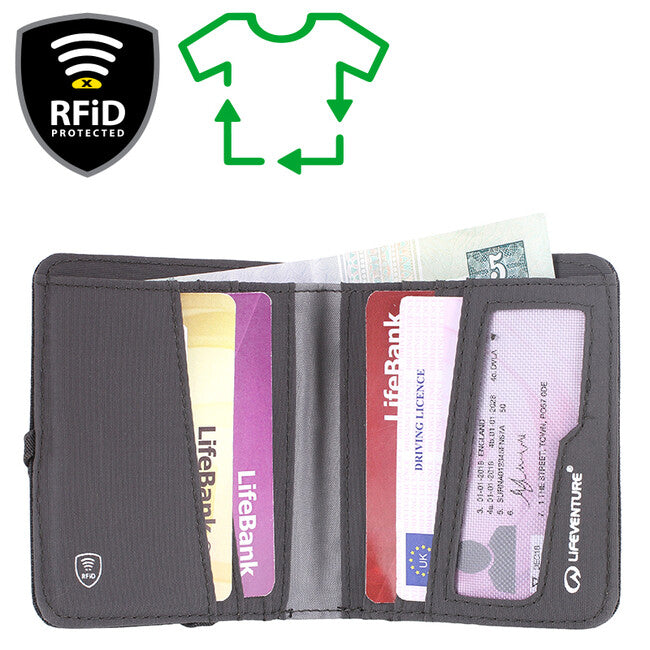 Lifeventure RFiD Compact Wallet портфейл от рециклирана материя, сива