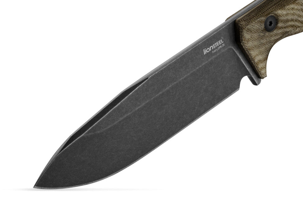 Lionsteel T6B дълга дълга дейка с дръжка от микарта CVG CPM 3V, черна със възраст Lionsteel T6B дълга дика с дръжка от микарта CVG