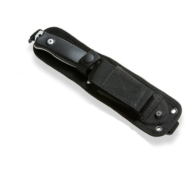 Lionsteel M5B дълга G10 за приключенци чепел черна цвят, черна чепел, включително кожено калъф