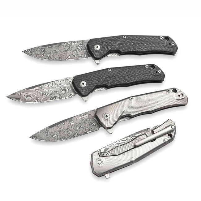 Lionsteel TRE DT FC много здрав джобен нож с острие от дамаскинска стомана