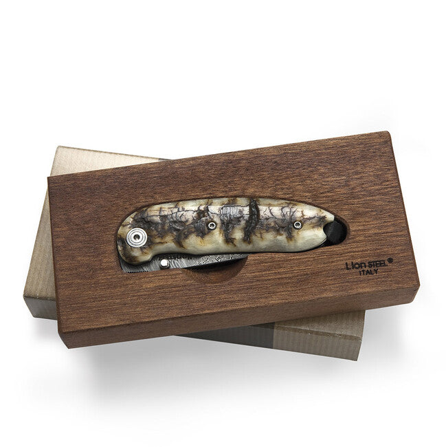 Lionsteel M8210D джобен нож със сечива от дамаскинска стомана MN