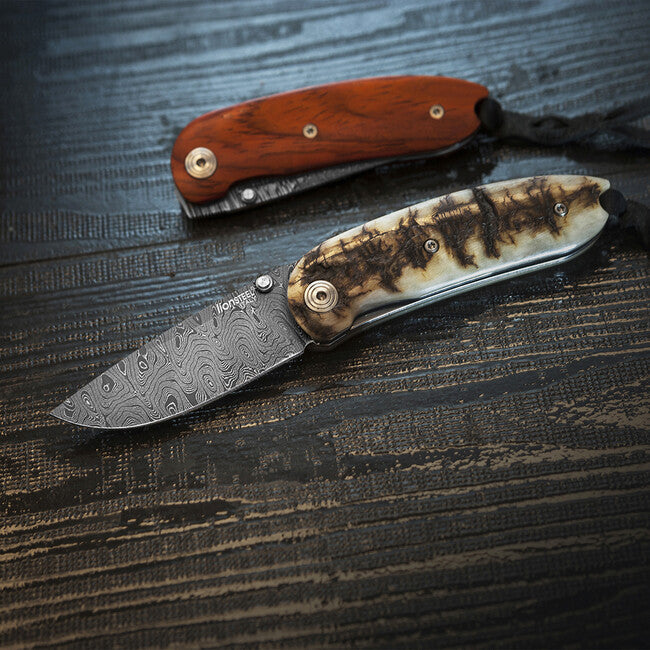Lionsteel 8210D ST джобен нож с острие от дамаска стомана