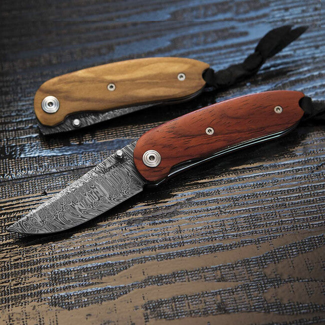 Lionsteel 8210D UL джобен нож с острие от дамаскинска стомана