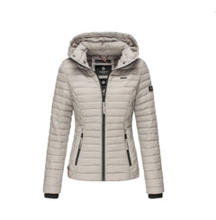 Marikoo Samtpfote women's transitional jacket with hood, Light grey