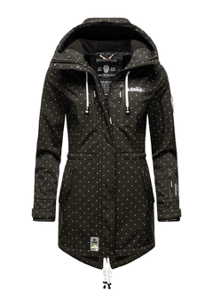 Marikoo ZIMTZICKE women's winter softshell jacket with hood, black dotted