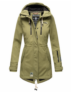 Marikoo ZIMTZICKE women's winter softshell jacket with hood, olive