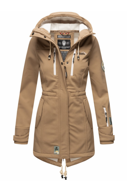 Marikoo ZIMTZICKE дамско зимно софтшел яке с качулка, Taupe grey