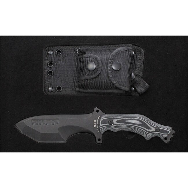 MFH операция Scorpion нож, черен, дръжка Micarta, с калъф
