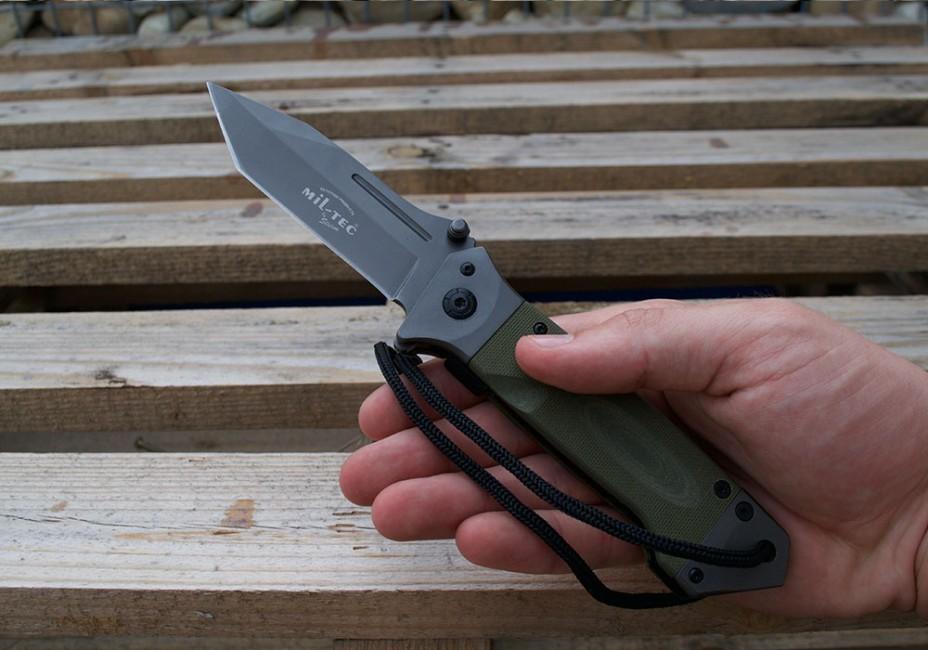 Mil-Tec DA35 джобен нож Micarta 22cm, маслинен