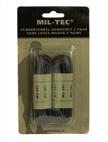 Mil-Tec Вощени обувни връзки, черни, 140см