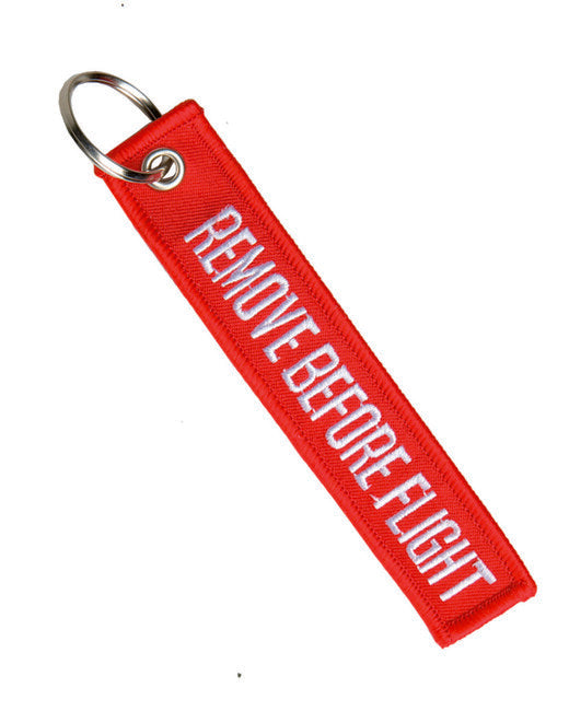 Mil-Tec "REMOVE BEFORE FLIGHT" ключодържател, червен
