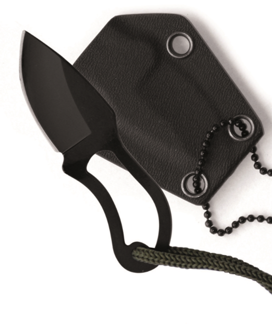 Mil-Tec нож за шия с калъф Kydex, черен, 9см