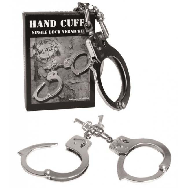 Mil-Tec Single Lock белезници с верига, хромирани