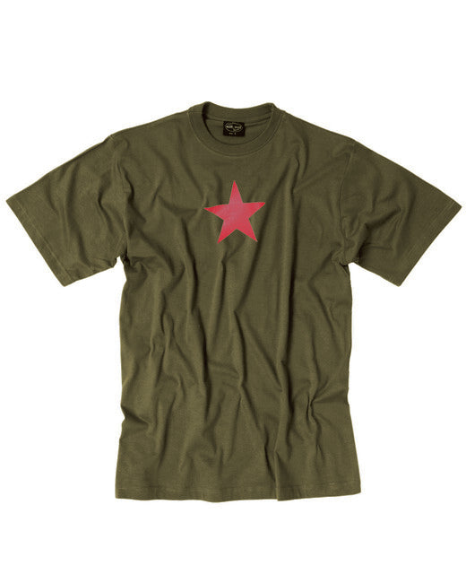 Mil-Tec RED STAR мъжка тениска с къс ръкав с печат, маслинена