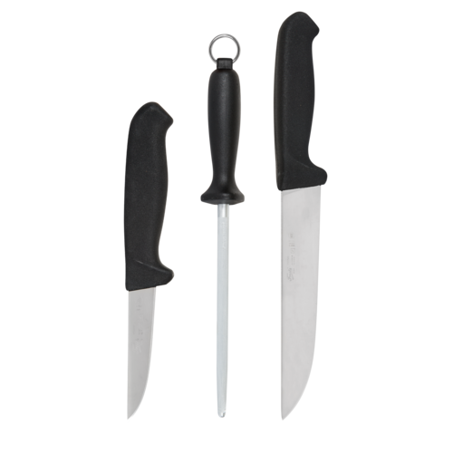 Morakniv комплект месарски ножове и заточвач, черен