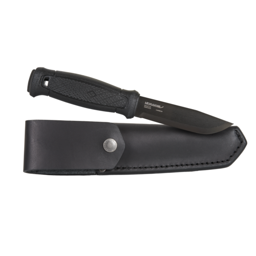 Morakniv Garberg открит нож с кожен калъф, черен