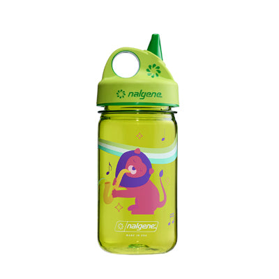 Nalgene Grip-n-Gulp Sustain бутилка за вода детска 0,35 л с капак, зелена, музикален лъв
