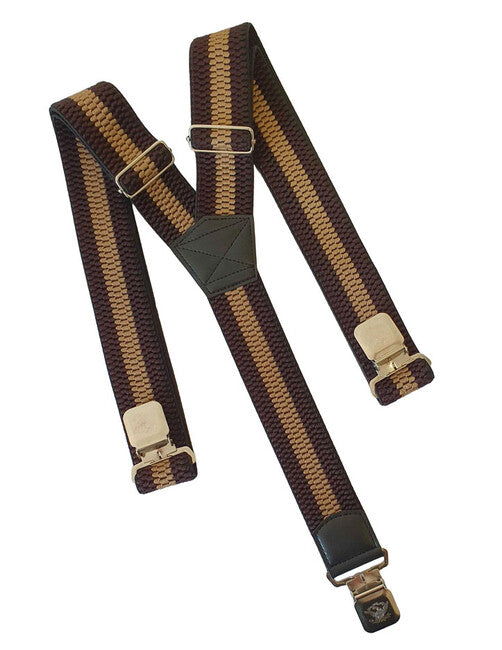 TopGal Natur Stripes клипс тиранти за панталон, кафяви