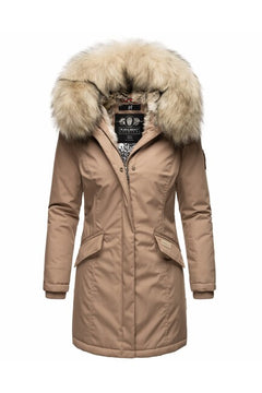 Navahoo Cristal дамско зимно яке с качулка и косъм, Taupe grey