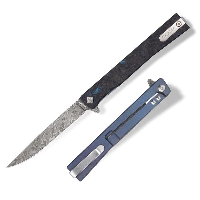 OCASO Solstice сгъваем нож Damascus Blue