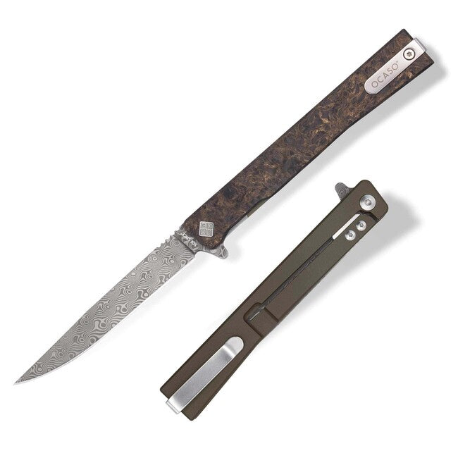 OCASO Solstice затворен нож Damascus Bronze