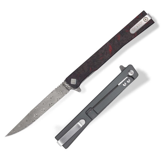 OCASO Solstice сгъваем нож Damascus Red