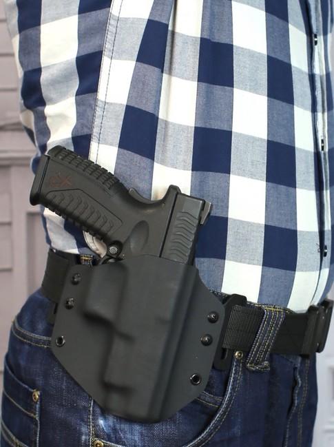 Falco калъф панкейк с пояс за Glock 17, черен, дясна