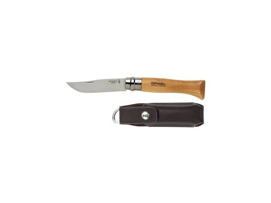 Opinel VR N°08 Inox джобен нож със сгъване, калъф, кафяво