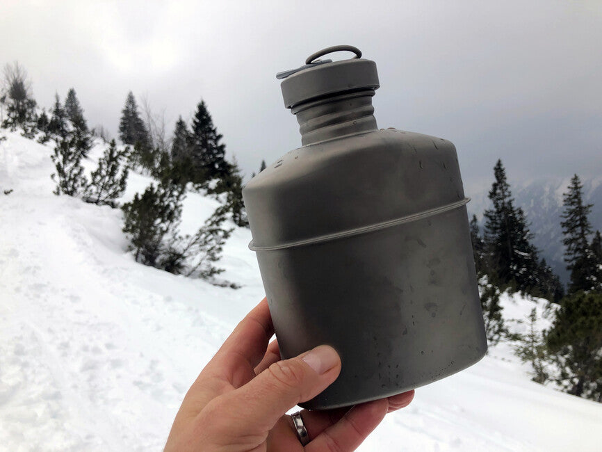 Origin Outdoors Титанова канче с карабина и чанта за носене 1 л