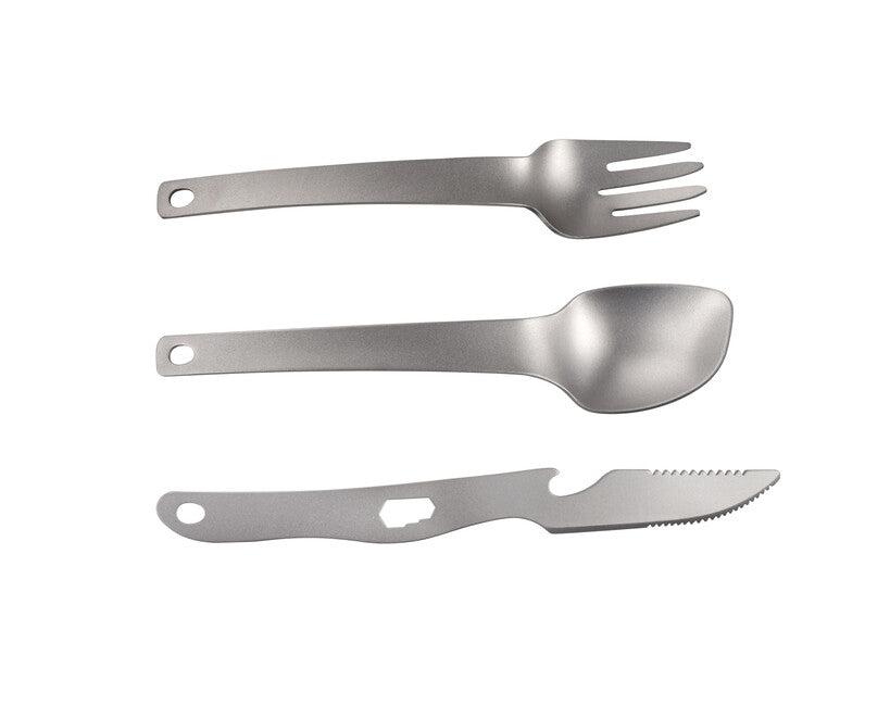 Origin Outdoors Titanium Recent титанов комплект прибори 3-частен с отварач за бутилки и ключ