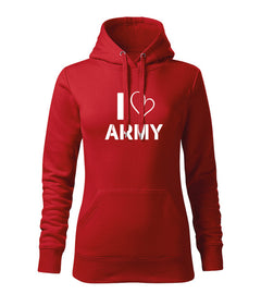 DRAGOWA γυναικείο i love army φούτερ με κουκούλα 320 g/m², κόκκινο
