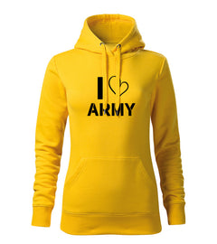 DRAGOWA γυναικείο i love army φούτερ με κουκούλα 320 g/m², κίτρινο