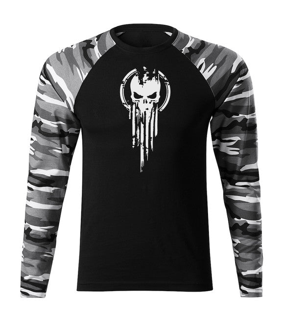 DRAGOWA Fit-T тениска с дълъг ръкав череп